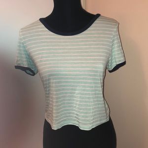 Charlotte Russe Teal and White Crop Top